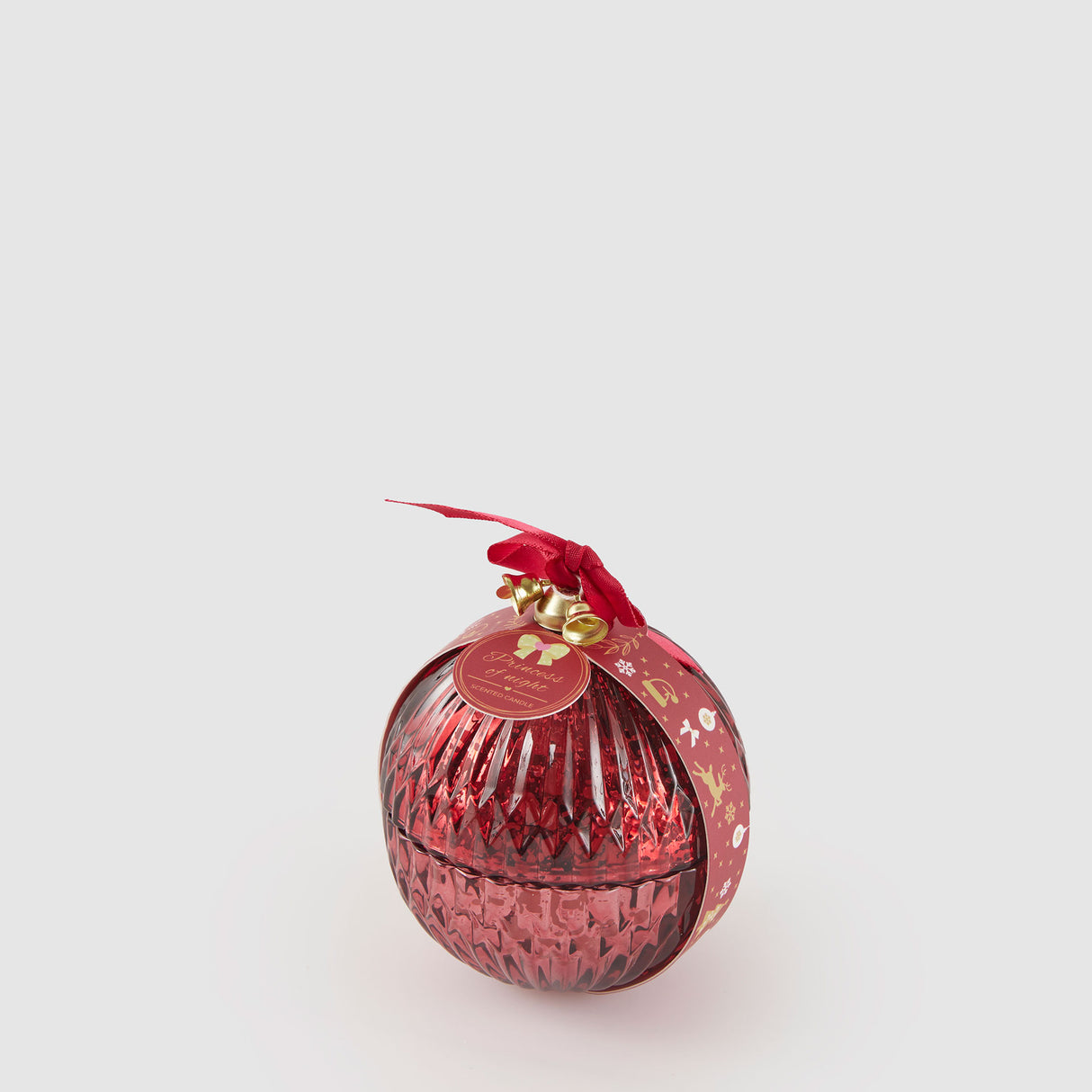 Candela profumata Sfera di Natale EDG in cera rossa 8 cm