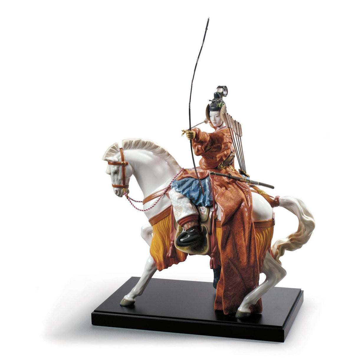 Statuina Arciere Yabusame Lladrò in porcellana dettagliata 62x42 cm