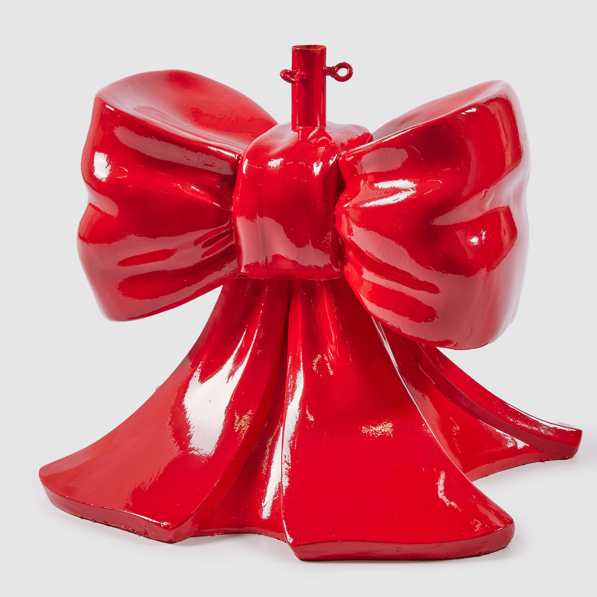 Base per albero di Natale EDG in poliresina rossa a forma di fiocco 50x50 cm