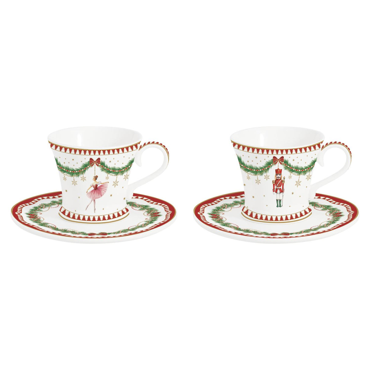Set 2 tazzine caffè Magie de Noel Easy Life in porcellana con decori natalizi
