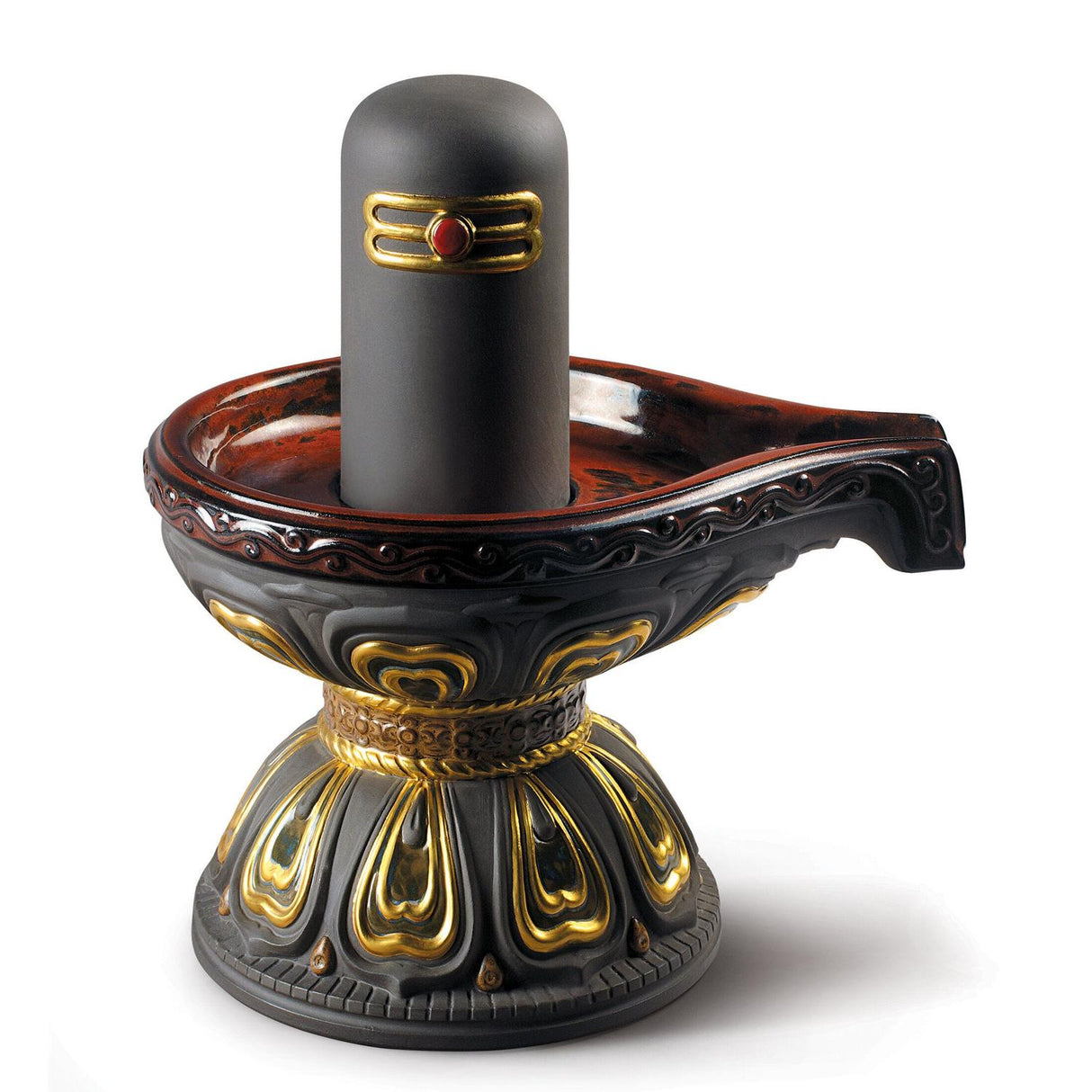 Scultura Lingam Lladrò in porcellana con dettagli in oro 24x21 cm