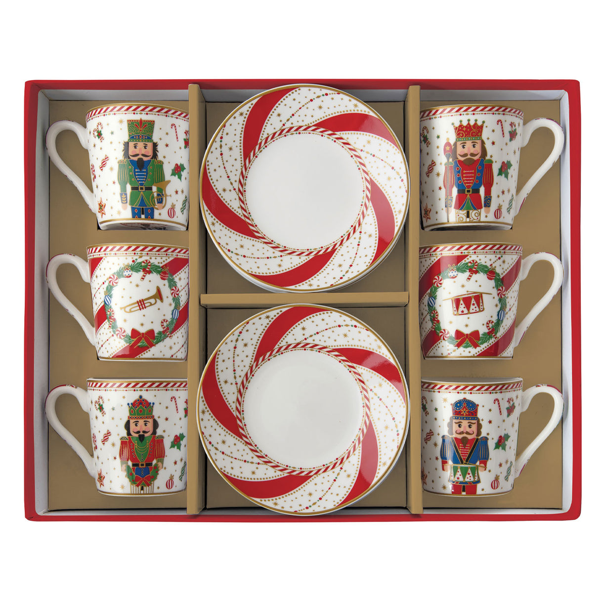 Set 6 tazzine caffè Nutcracker Twist Easy Life in porcellana 100ml