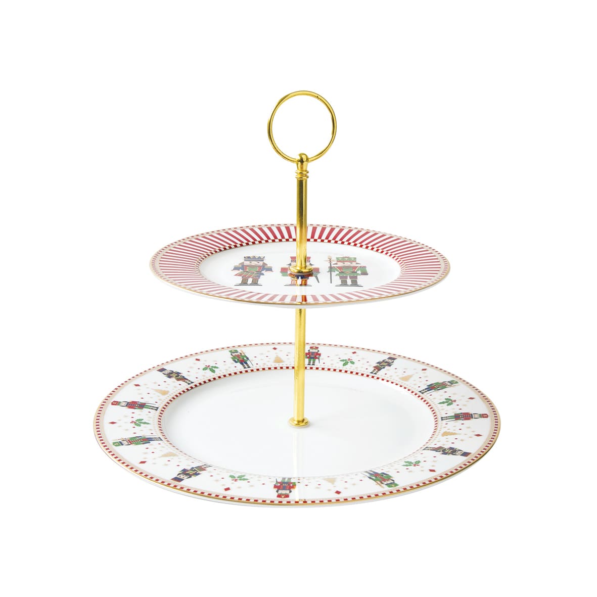 Alzata tortiera Nutcracker Easy Life in porcellana a due piani 19 e 27 cm
