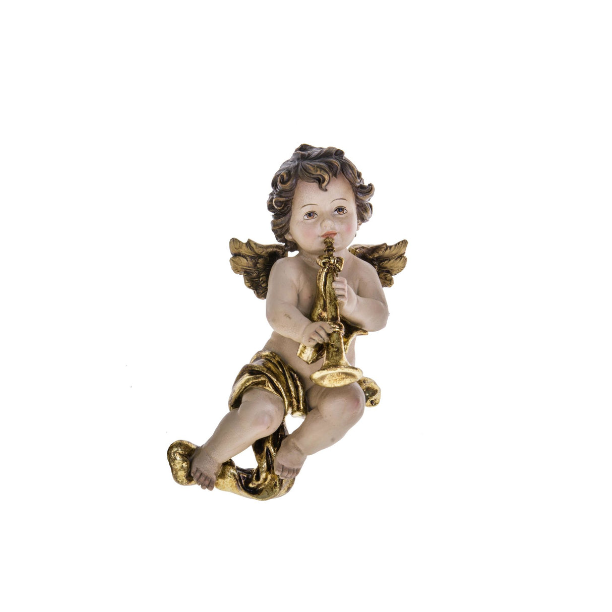 Statuina Cherubino con tromba Bianchi Dino in resina 14 cm