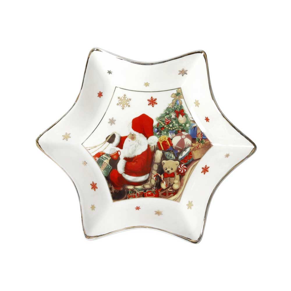 Vassoietto Stella Brandani in New Bone China decoro natalizio 20 cm
