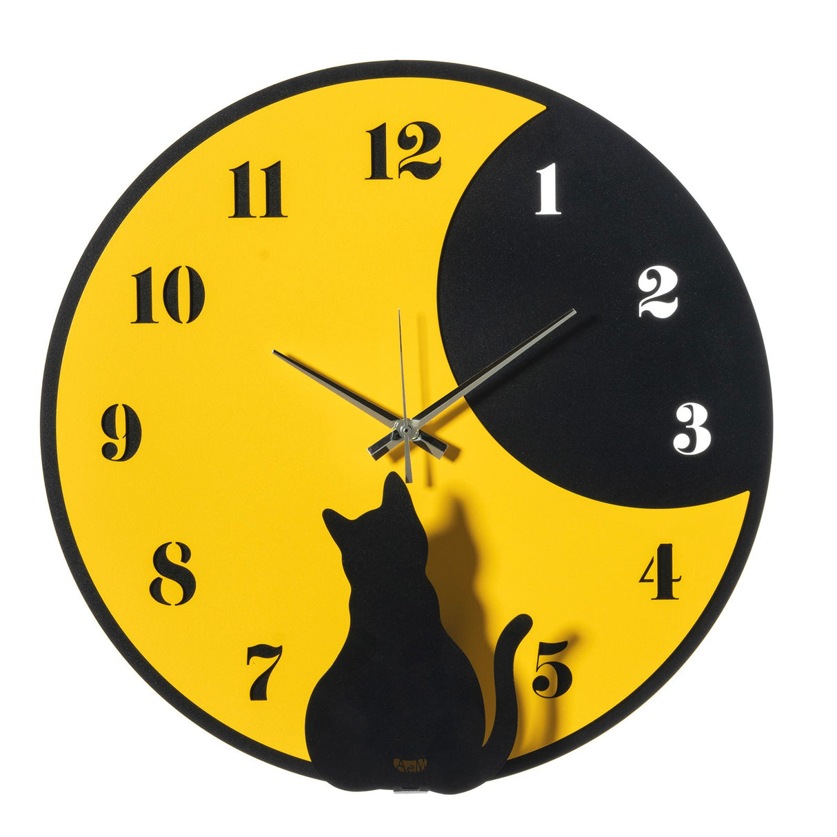Orologio da parete Moon Whiskers Arti e Mestieri in metallo design gatto