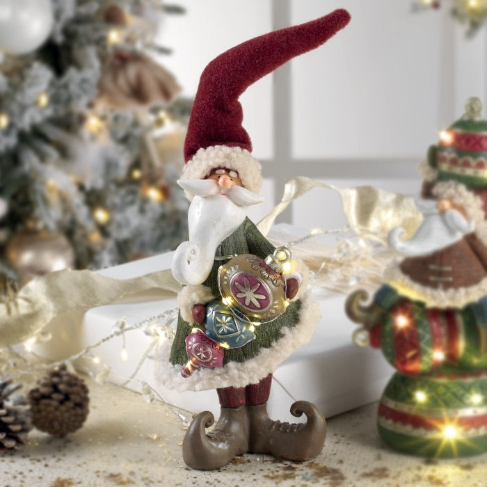 Babbo Natale Mascagni Casa in resina con luci LED 32 cm
