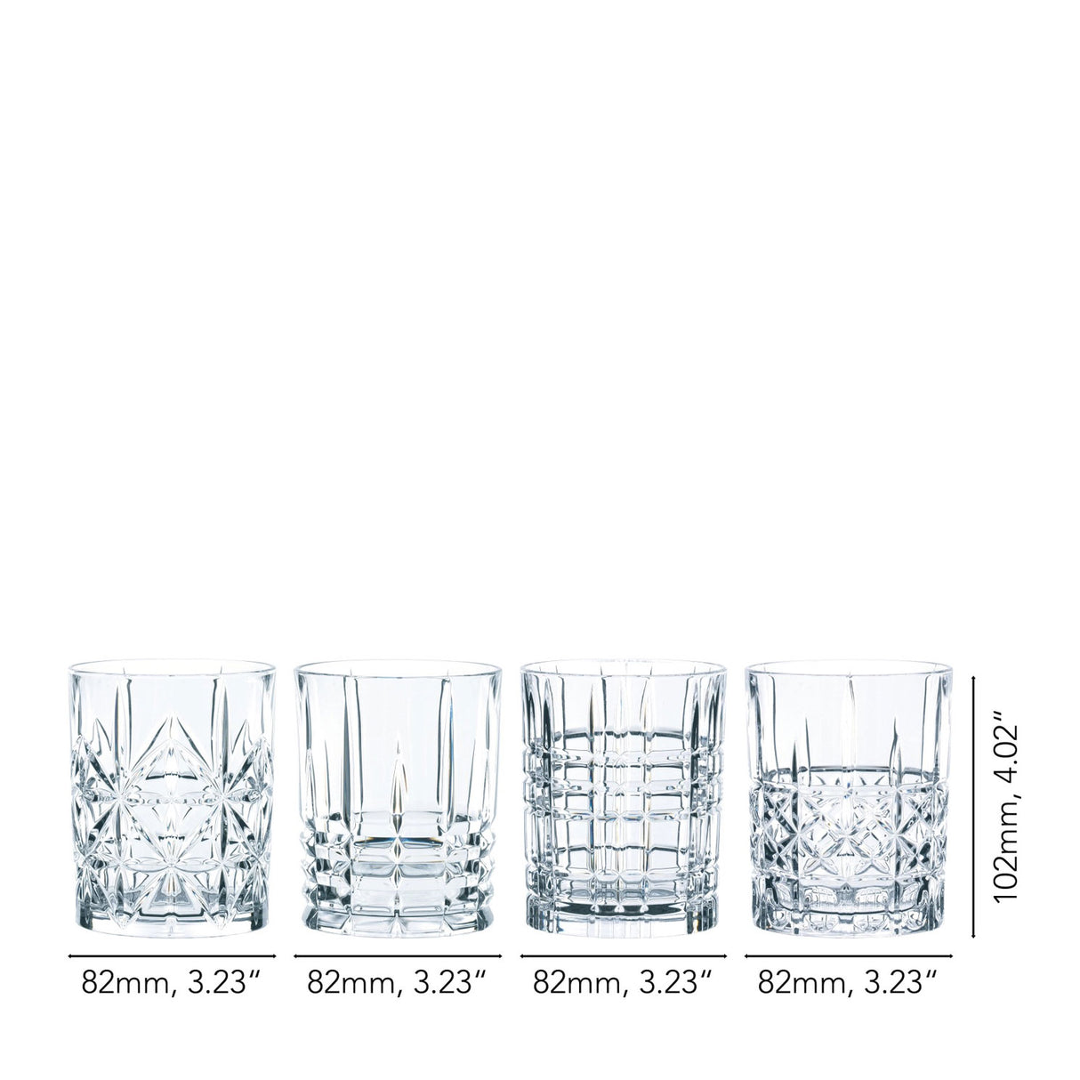 NACHTMANN Highland Whiskey Tumbler Glass Set 4 Pieces 345ml Crystal