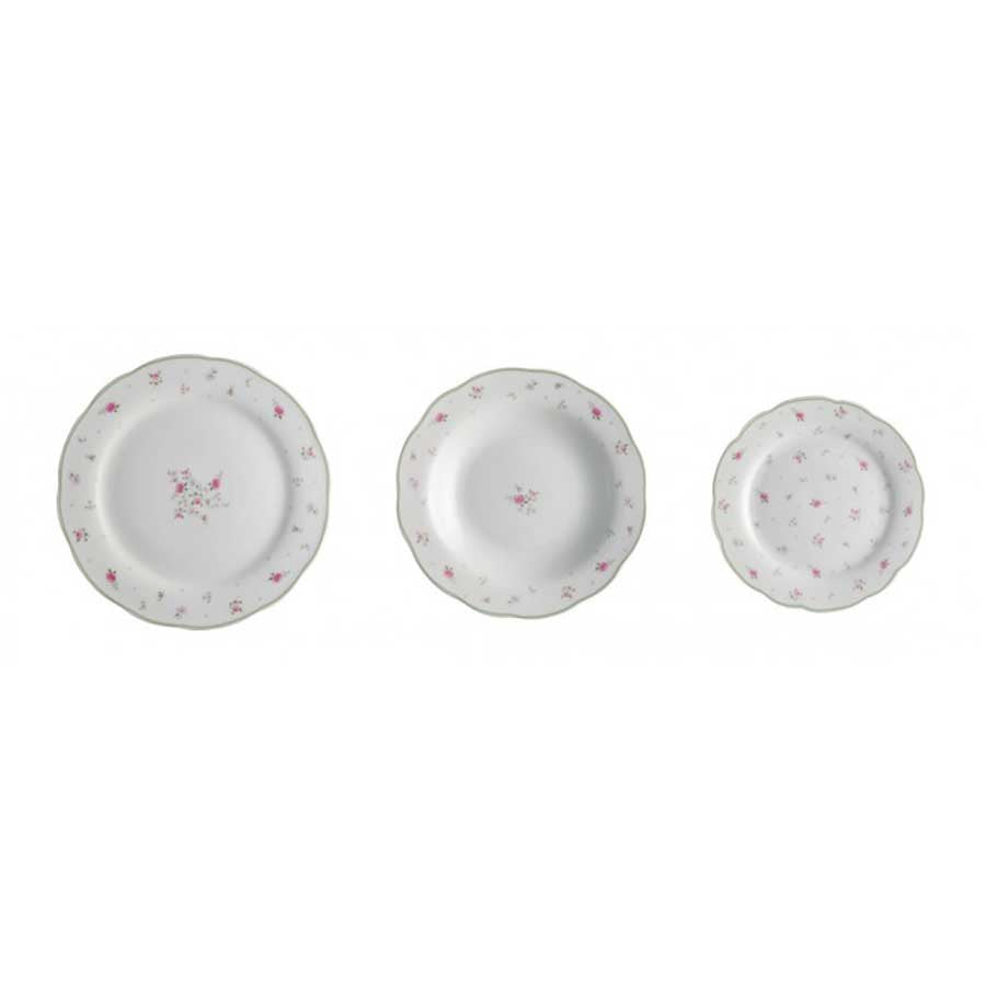 Servizio piatti Nonna Rosa Brandani in porcellana con decori floreali 18 pezzi