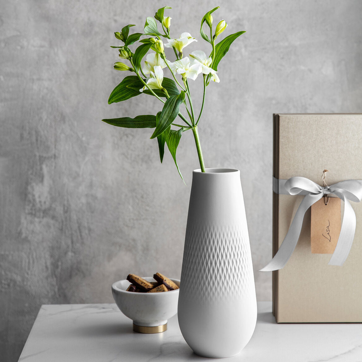 VILLEROY & BOCH Manufacture Collier Bianco Vaso Carré 26cm Porcellana