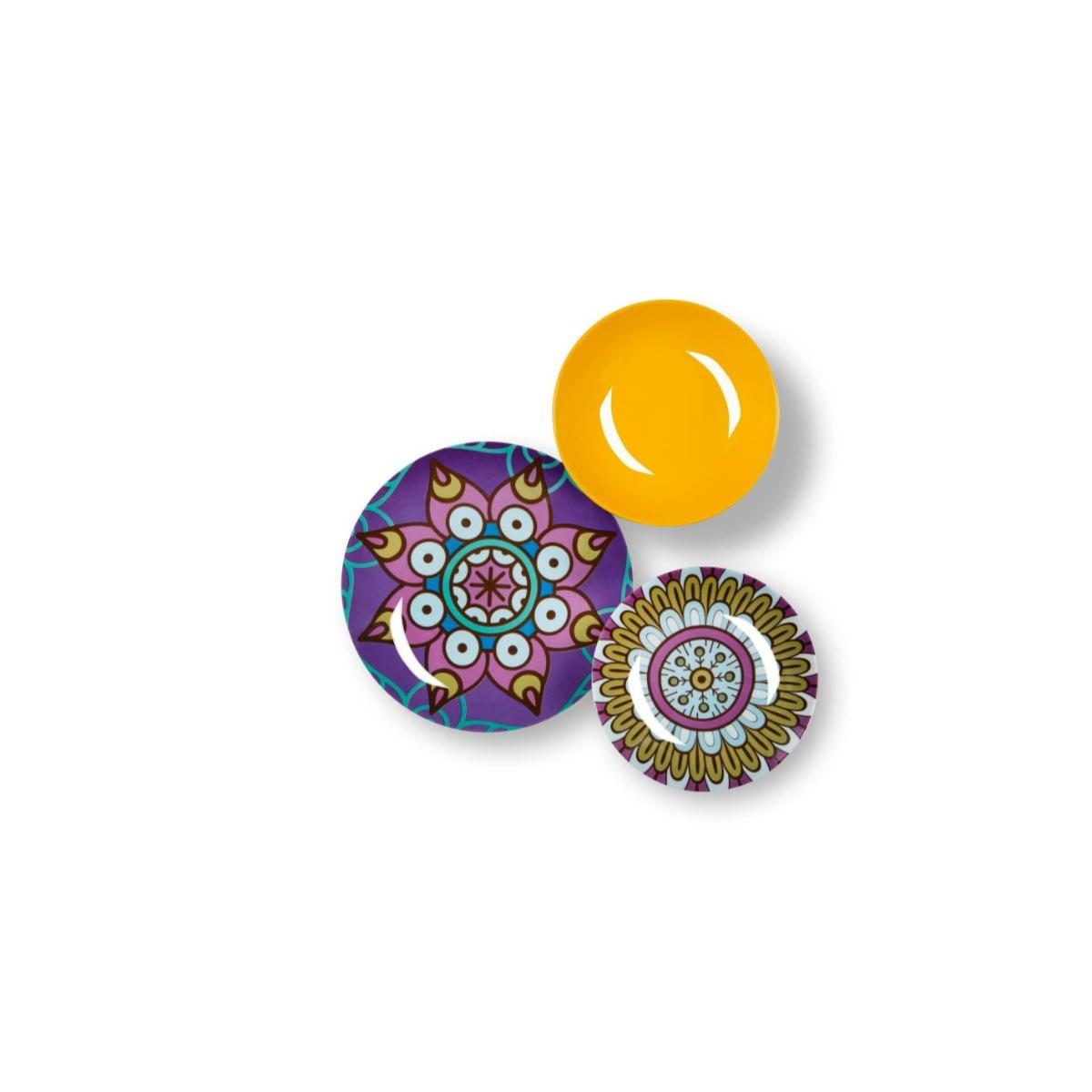EXCELSA Mandala Etno Servizio Tavola Piatti Set 18 Pezzi Porcellana Multicolore