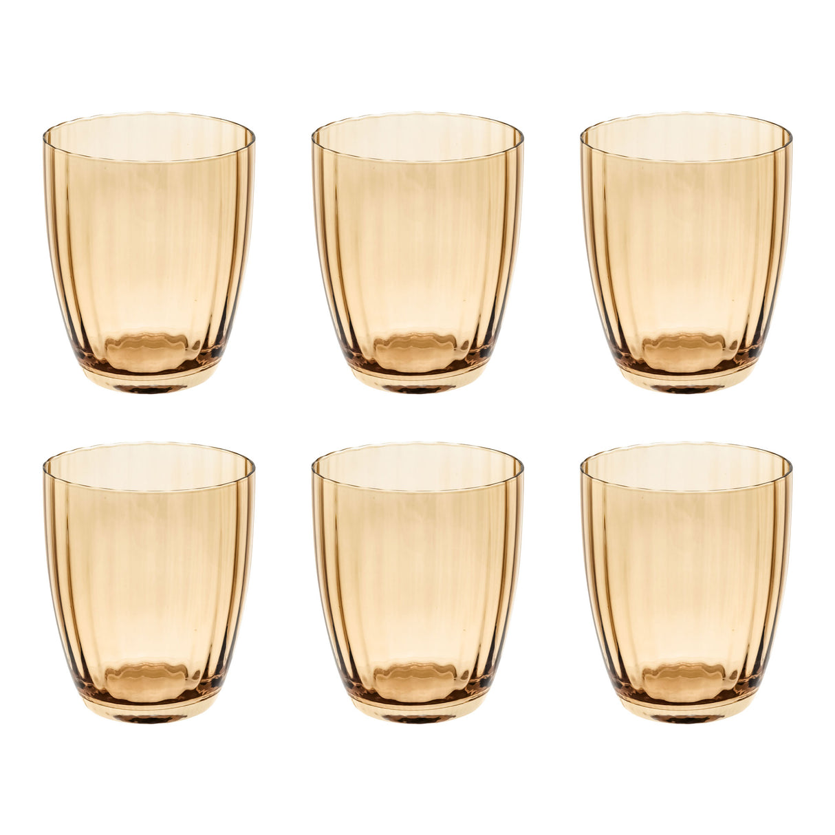 Set 6 bicchieri acqua Prismia Rose & Tulipani in pasta di vetro ambra
