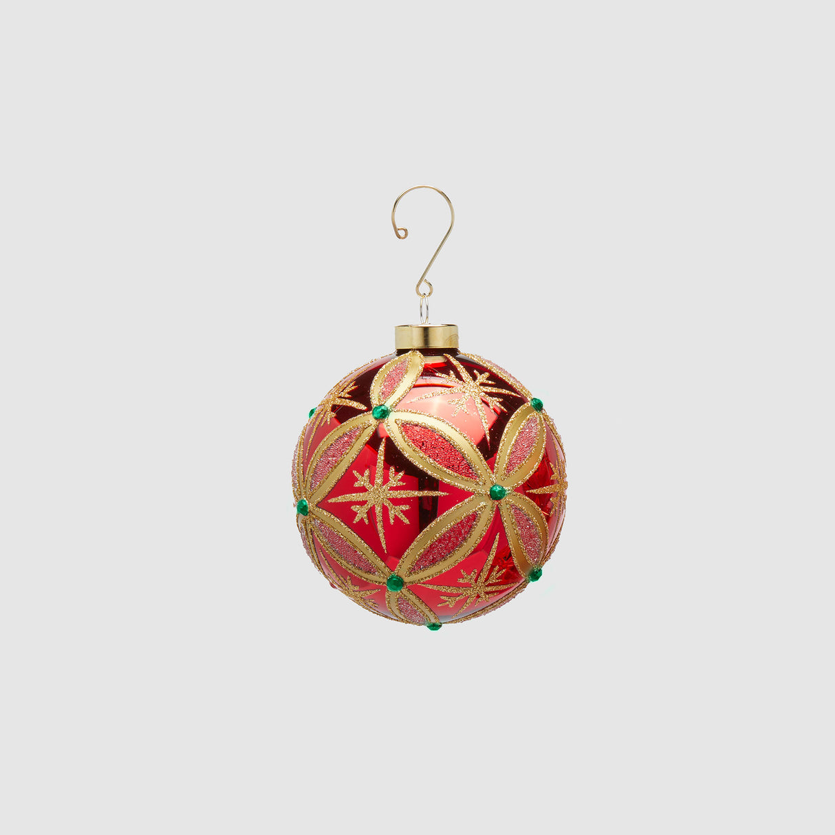 Pallina di Natale EDG in vetro decorazione rubino e oro 10 cm