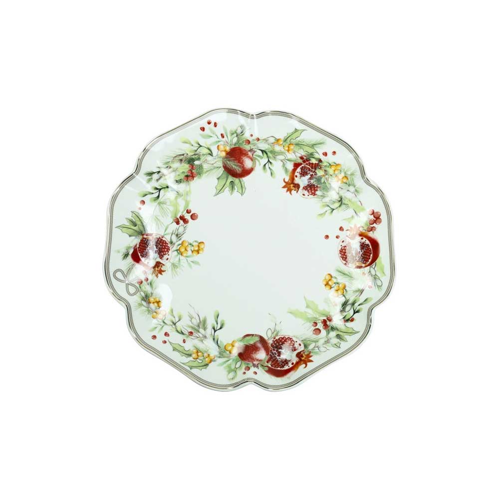 Piatto a servire Carol Brandani in porcellana bianca con bordo smerlato 30 cm