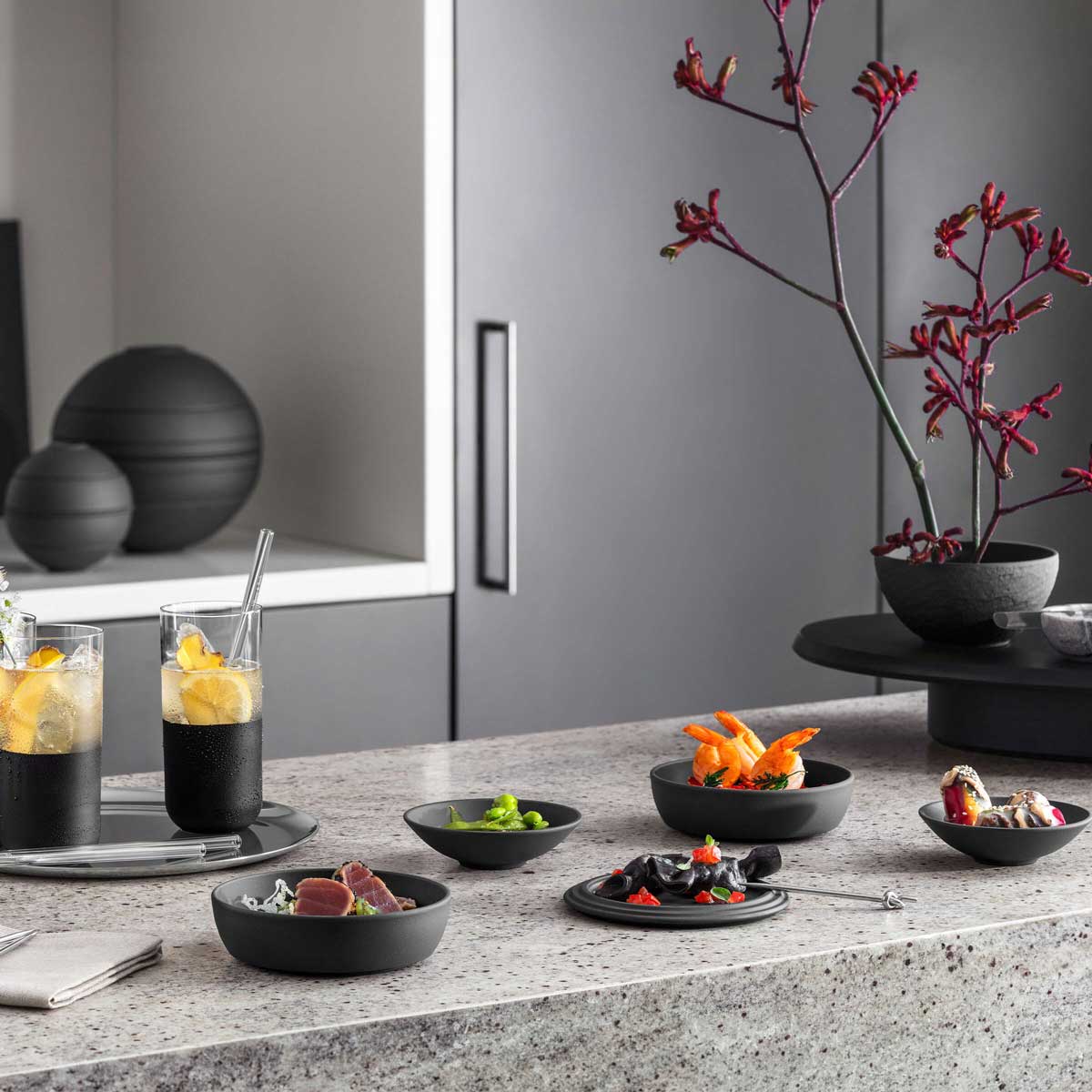 VILLEROY & BOCH Iconic La Boule Servizio Tavola Piatti Porcellana Nero