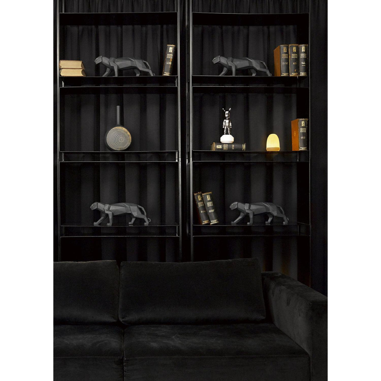 LLADRO' Scultura Pantera Nero Opaco 19x50cm Porcellana