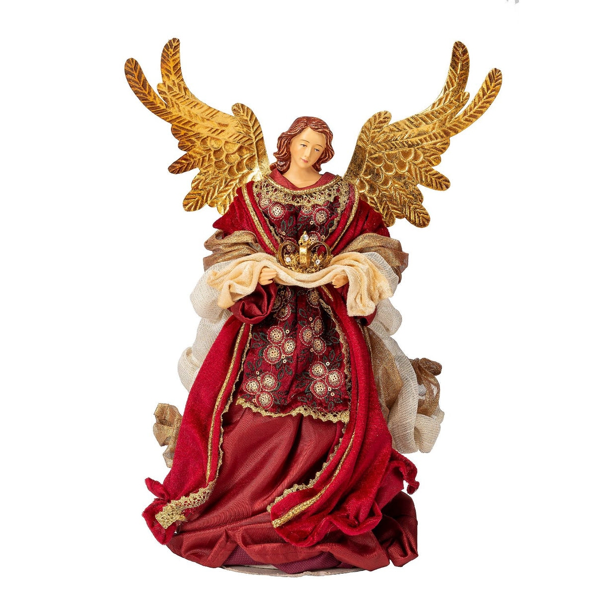 Angelo di Natale Noel in tessuto rosso altezza 36 cm