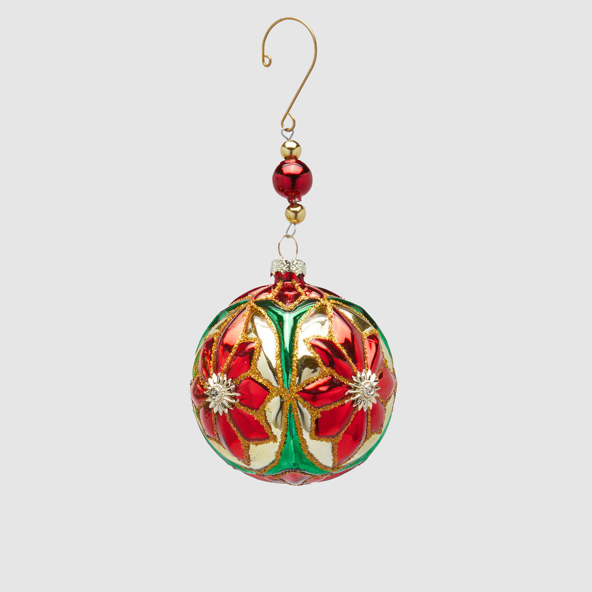 Pallina albero Stellanatale EDG in vetro rosso con decoro stella 8 cm