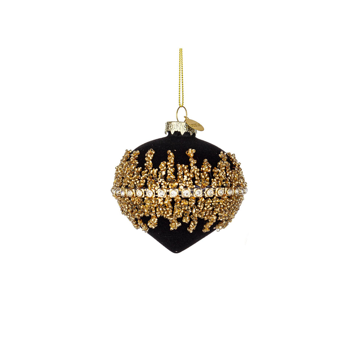 Pallina di Natale Bizzotto in vetro nero e oro decorata 9 cm