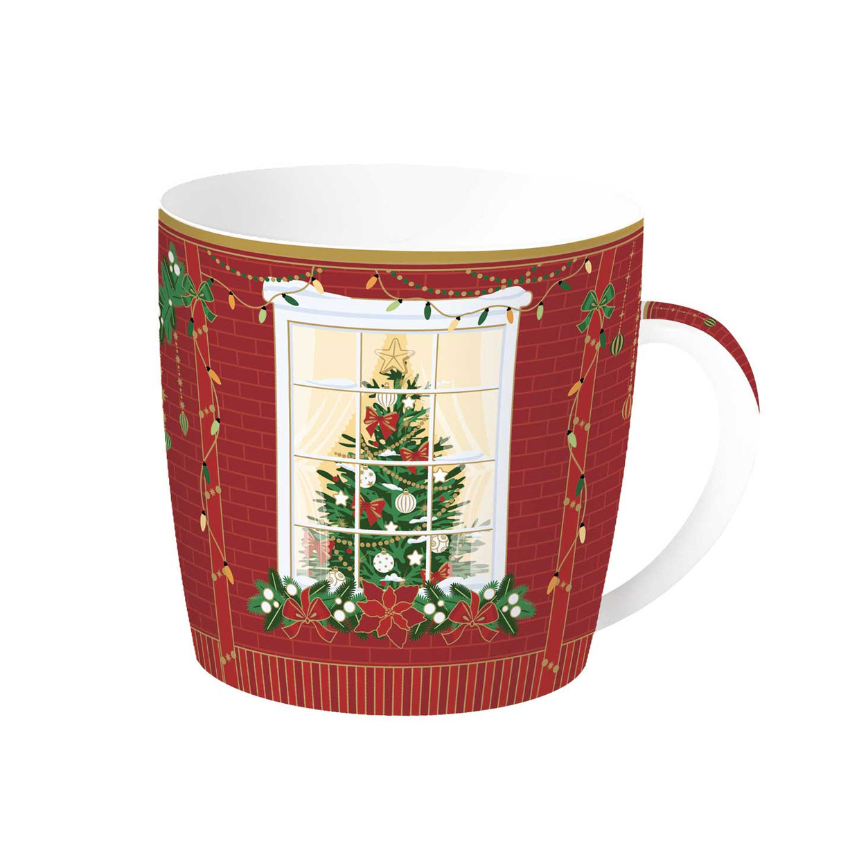 Tazza mug Festive Avenue Easy Life in porcellana con decori natalizi 350 ml
