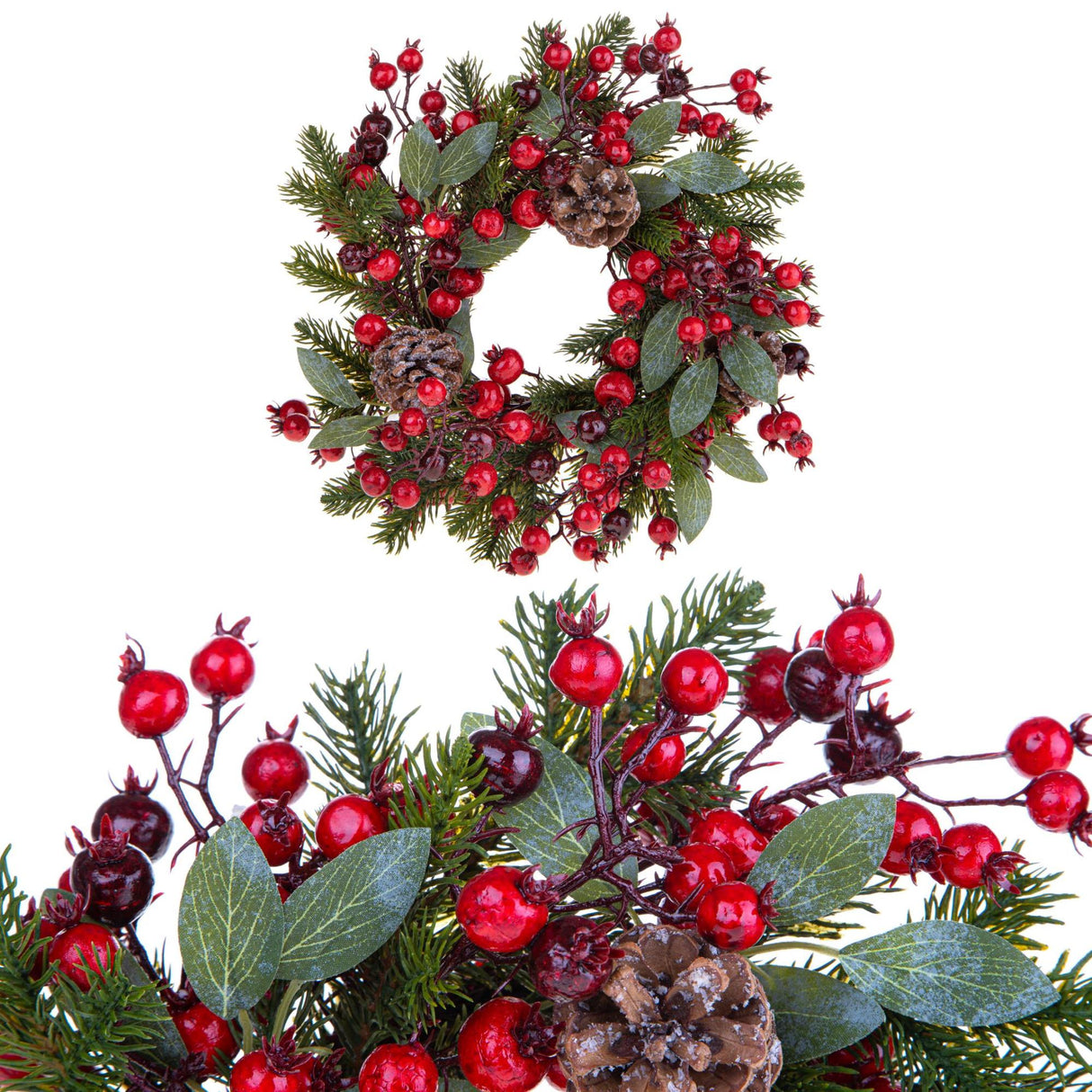 Ghirlanda natalizia Bianchi Dino con bacche rosse diametro 36 cm