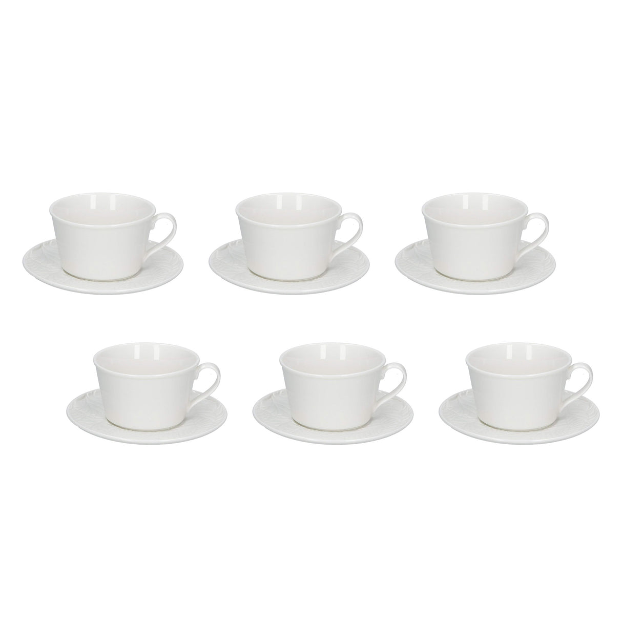 Set 6 tazze tè Bosco La Porcellana Bianca in porcellana con rilievi 180ml