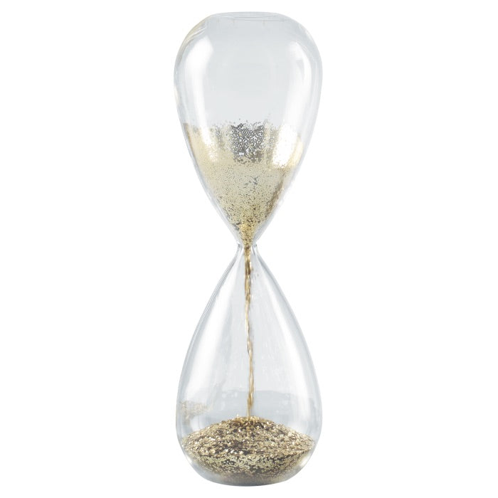 Clessidra Mascagni Casa in vetro con sabbia glitter oro 40 cm