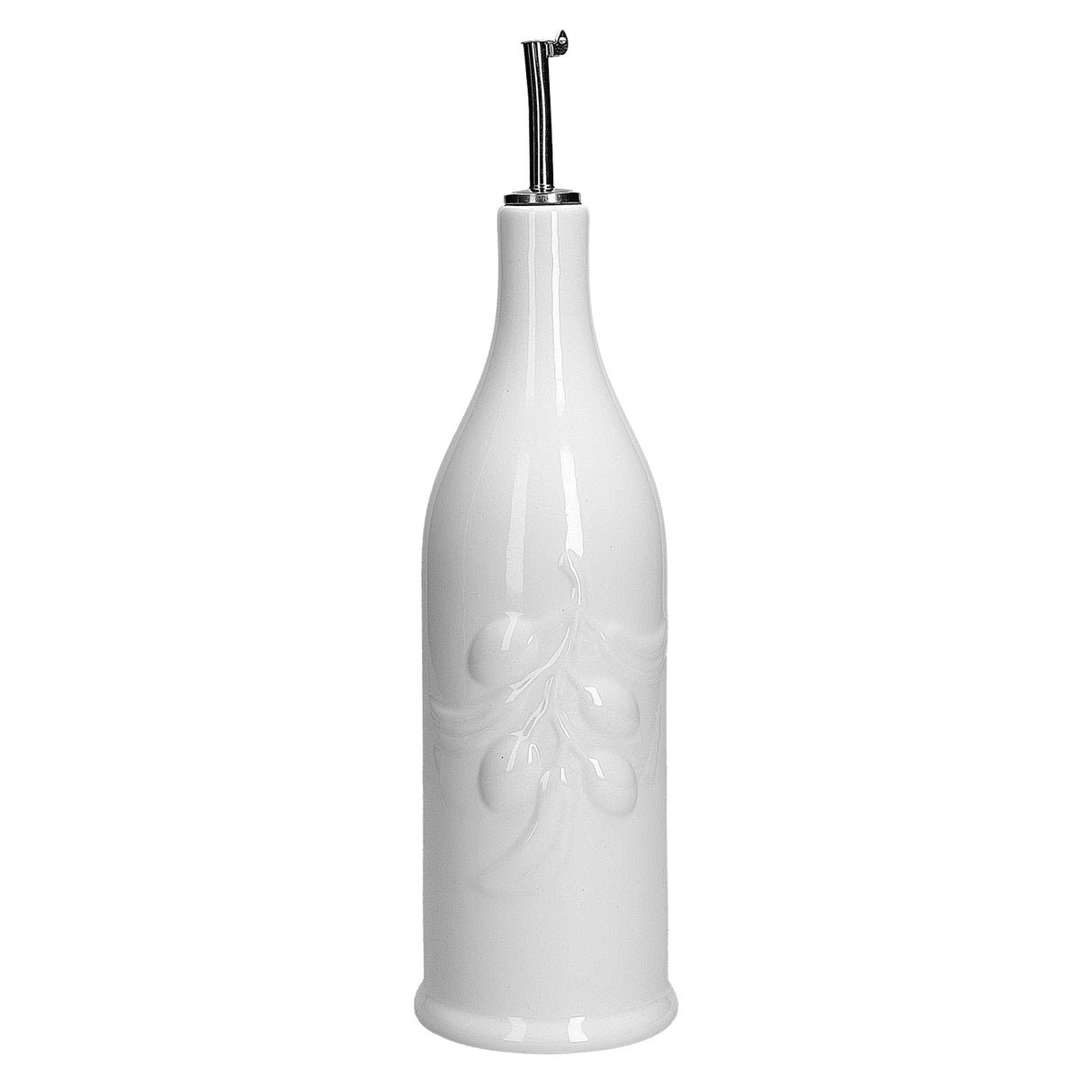 Oliera cilindrica La Porcellana Bianca in porcellana con decoro olivo 1 litro