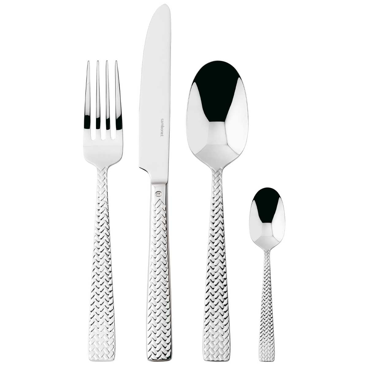 Set posate Cortina Sambonet acciaio inox 18/10 con manico a treccia 24 pezzi