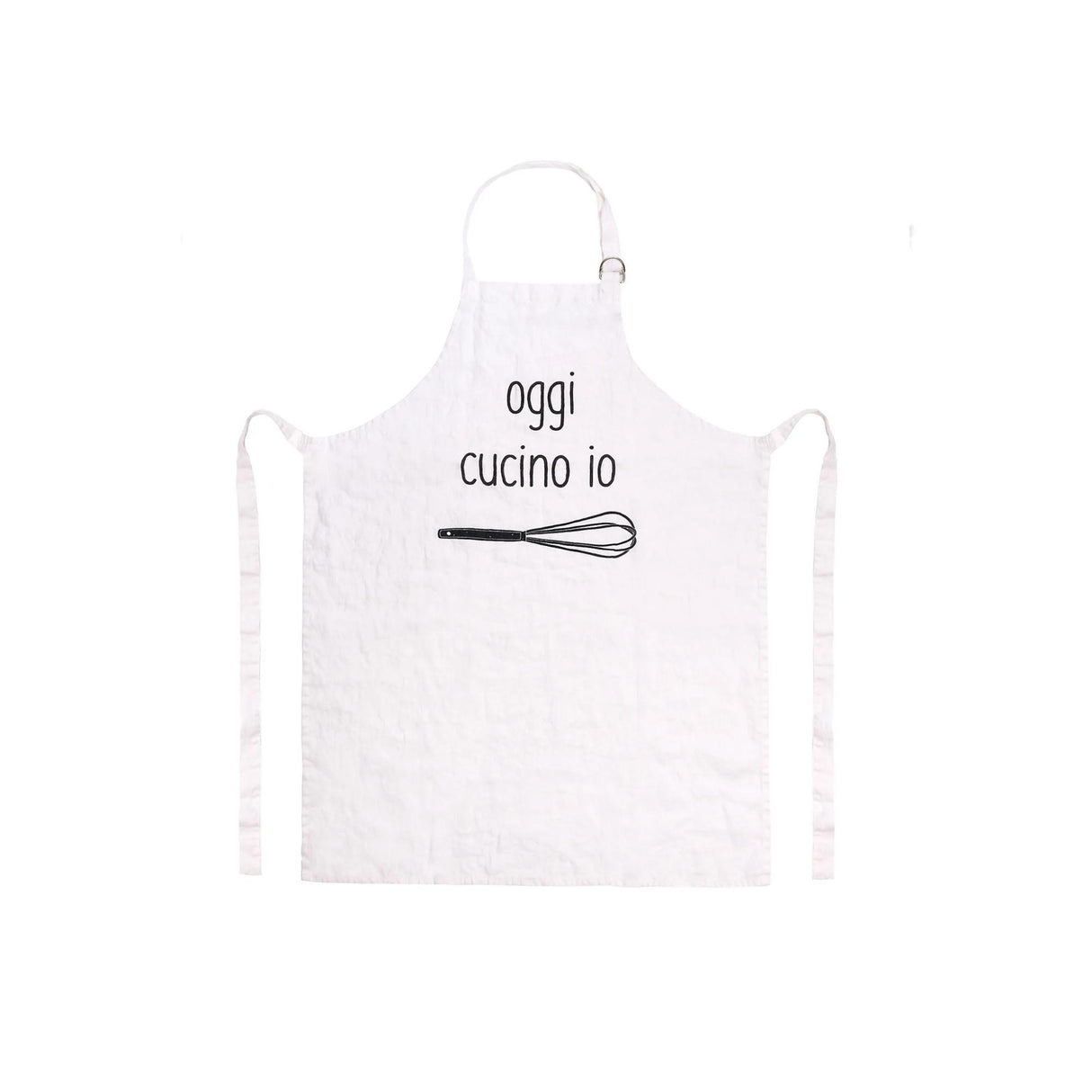 Grembiule Oggi Cucino Io Simple Day in lino bianco stropicciato 70x85 cm