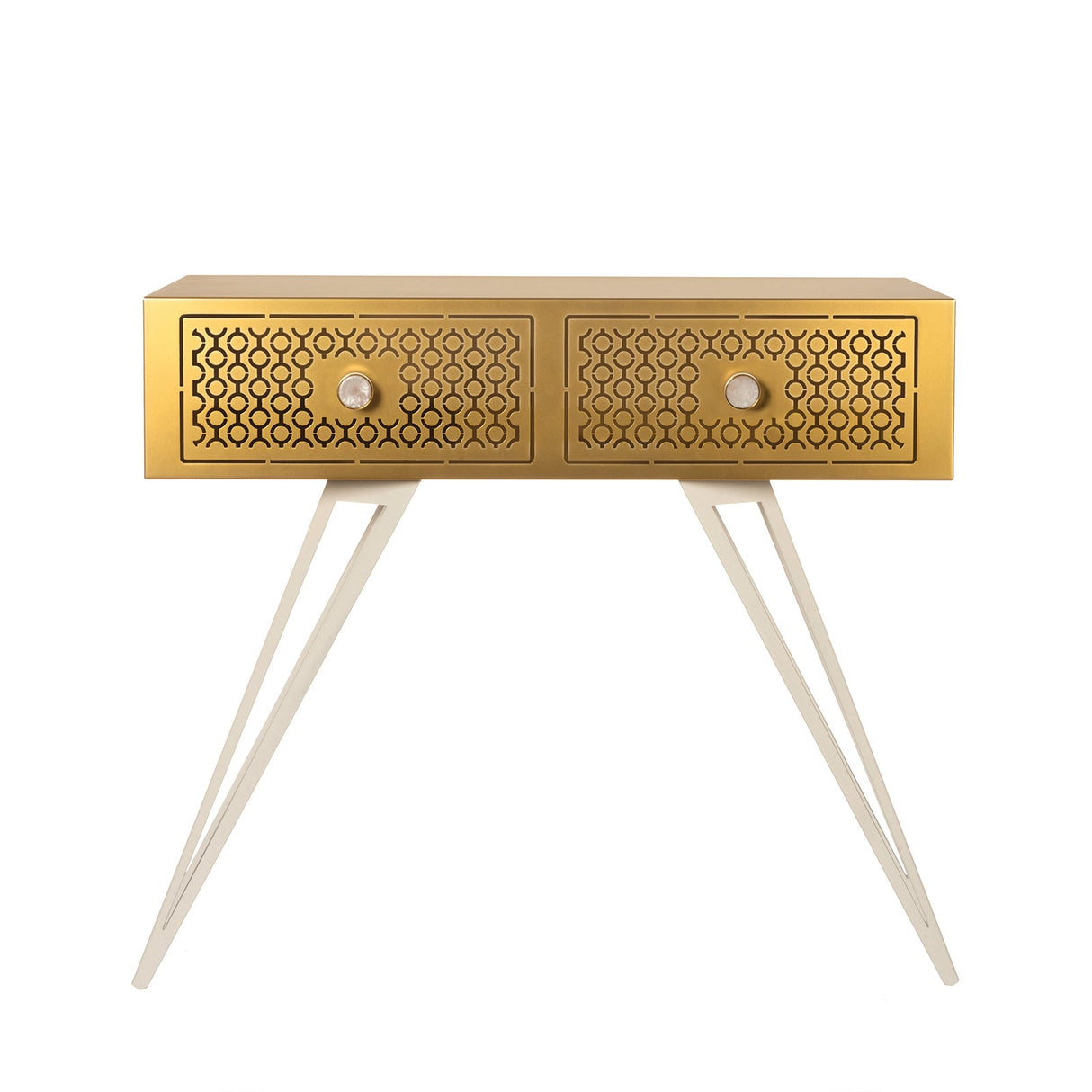 Consolle Mayfair Arti & Mestieri in metallo finitura oro bianco grande