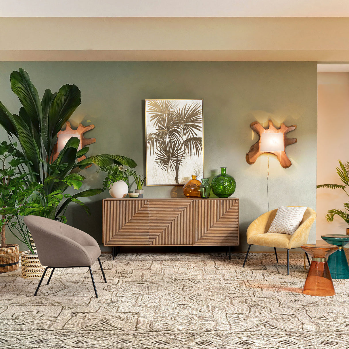 BIZZOTTO Painting Print on Canvas Palm Trees Gold Bold 82x122cm