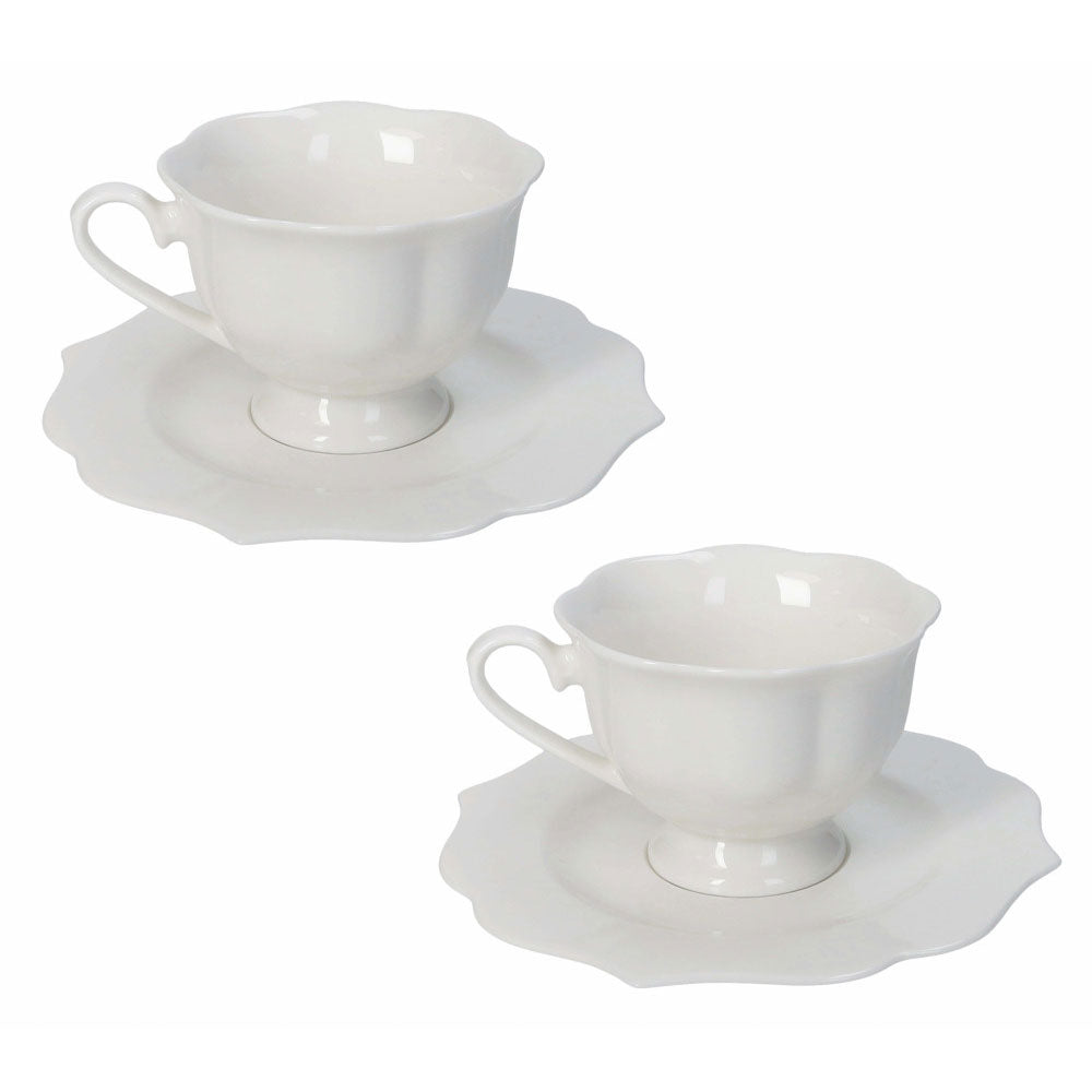 Set 2 tazze tè Queen Brandani in porcellana bianca 150 ml