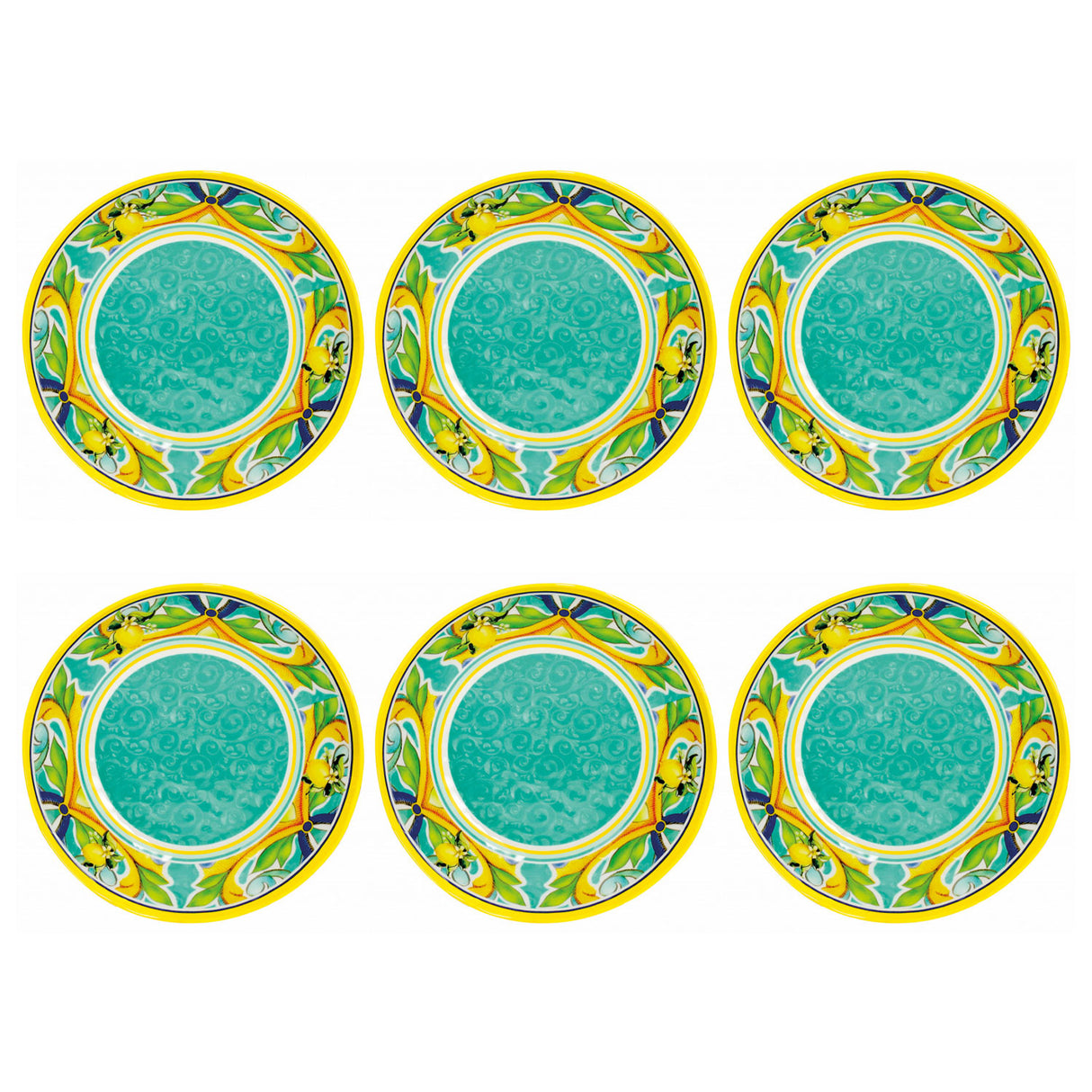 Set 6 piatti fondi Citrus Brandani in melamina decoro limoni 21,5 cm