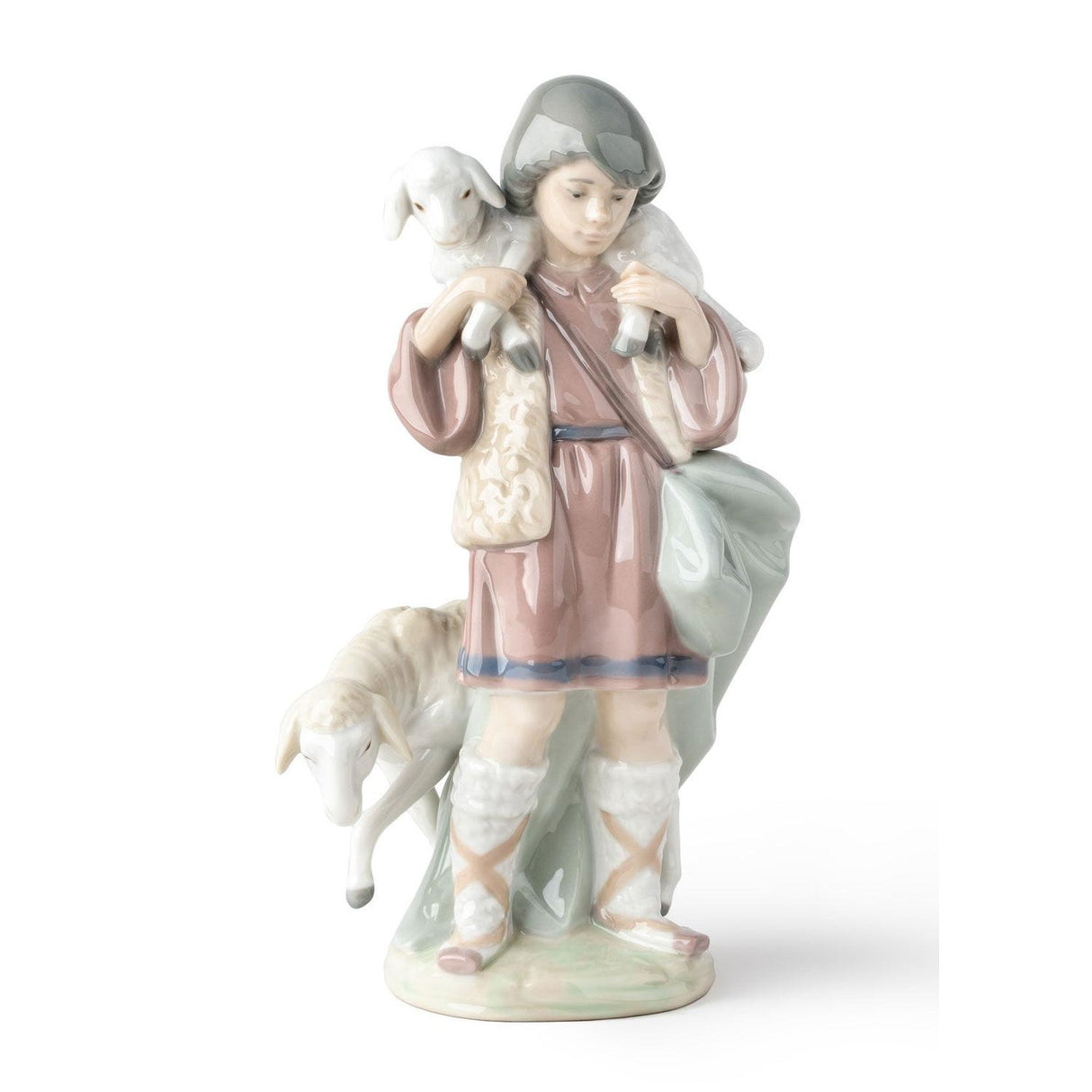 Statuina Pastorello Natività Lladrò in porcellana colori pastello 21x11 cm