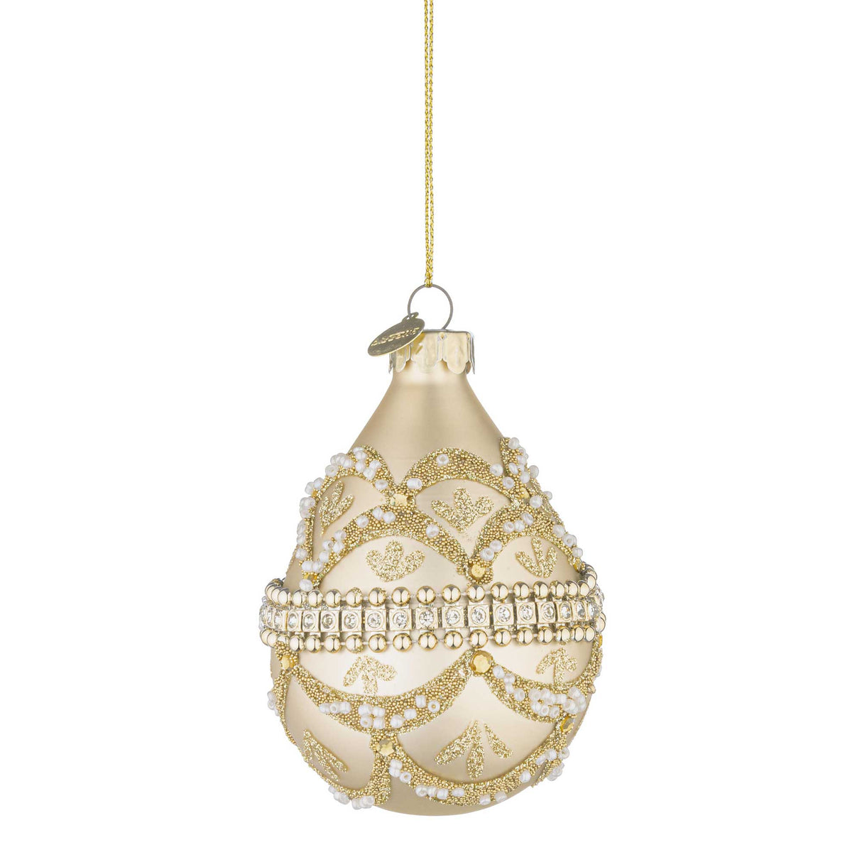 Addobbo goccia Beloved Bizzotto in vetro colore champagne 9 cm
