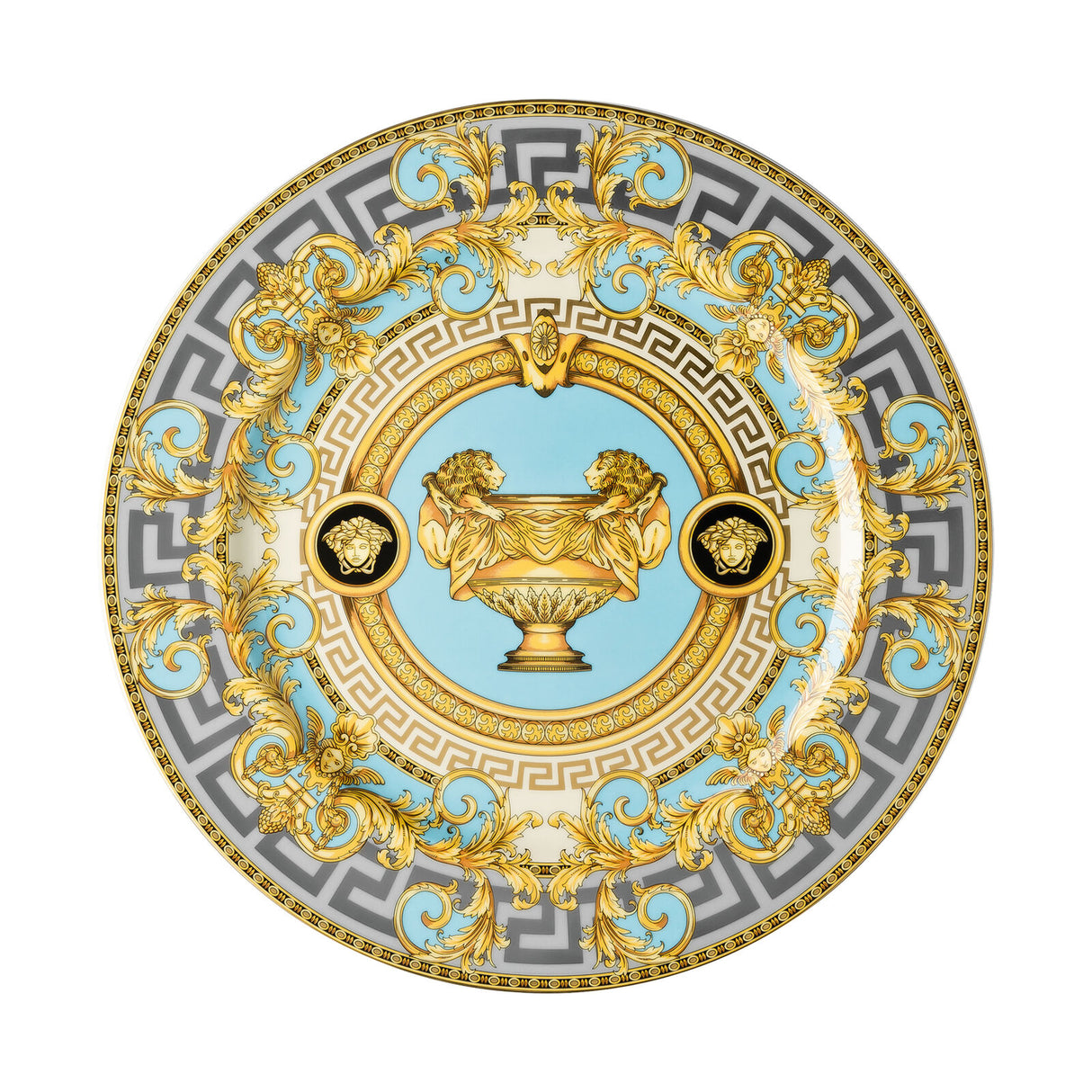 Piatto segnaposto Versace Prestige Gala Bleu in porcellana decorata 30 cm