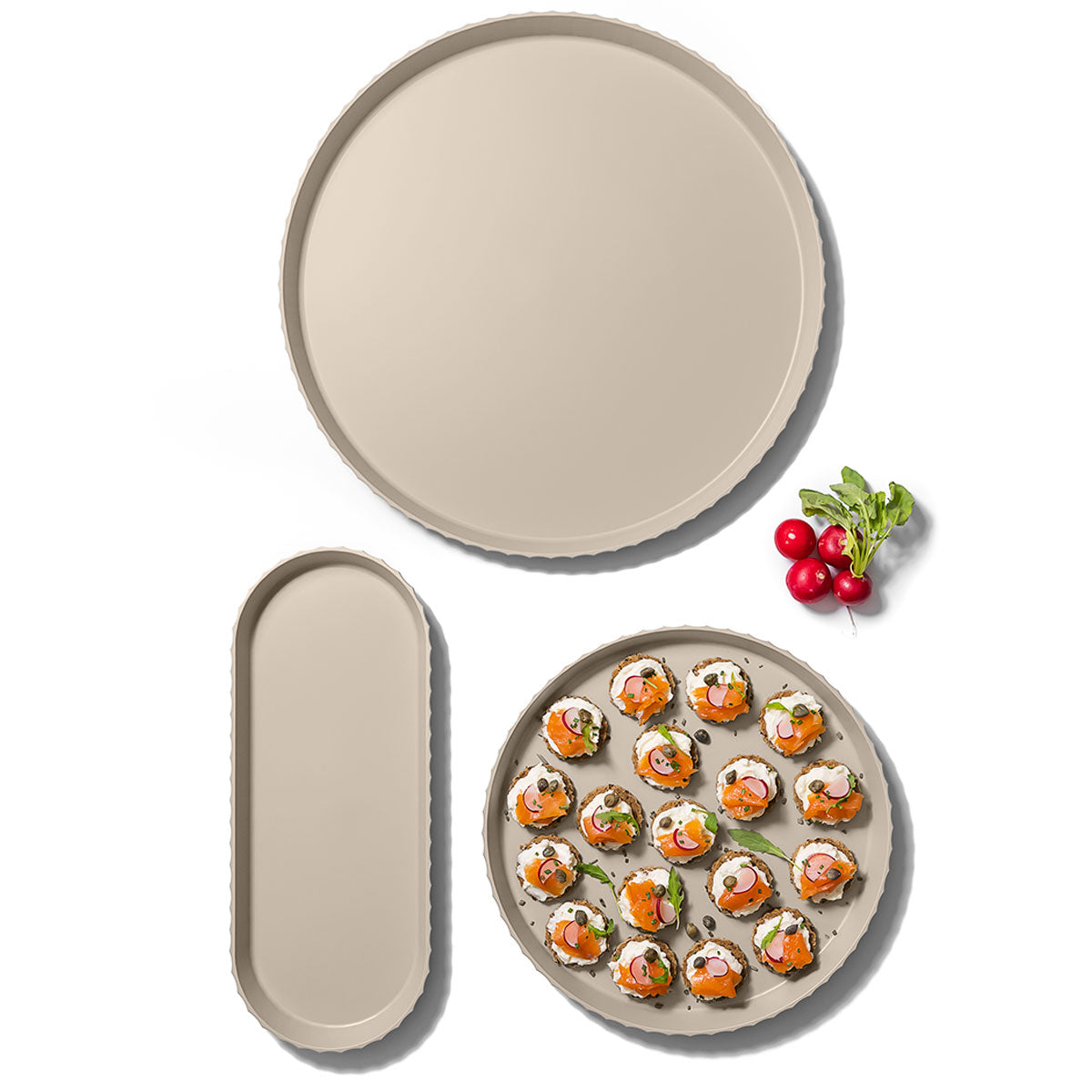 BLIM PLUS Vassoio Rotondo Atena L 40cm Moka Grey Grigio Made in Italy 100% Riciclabile