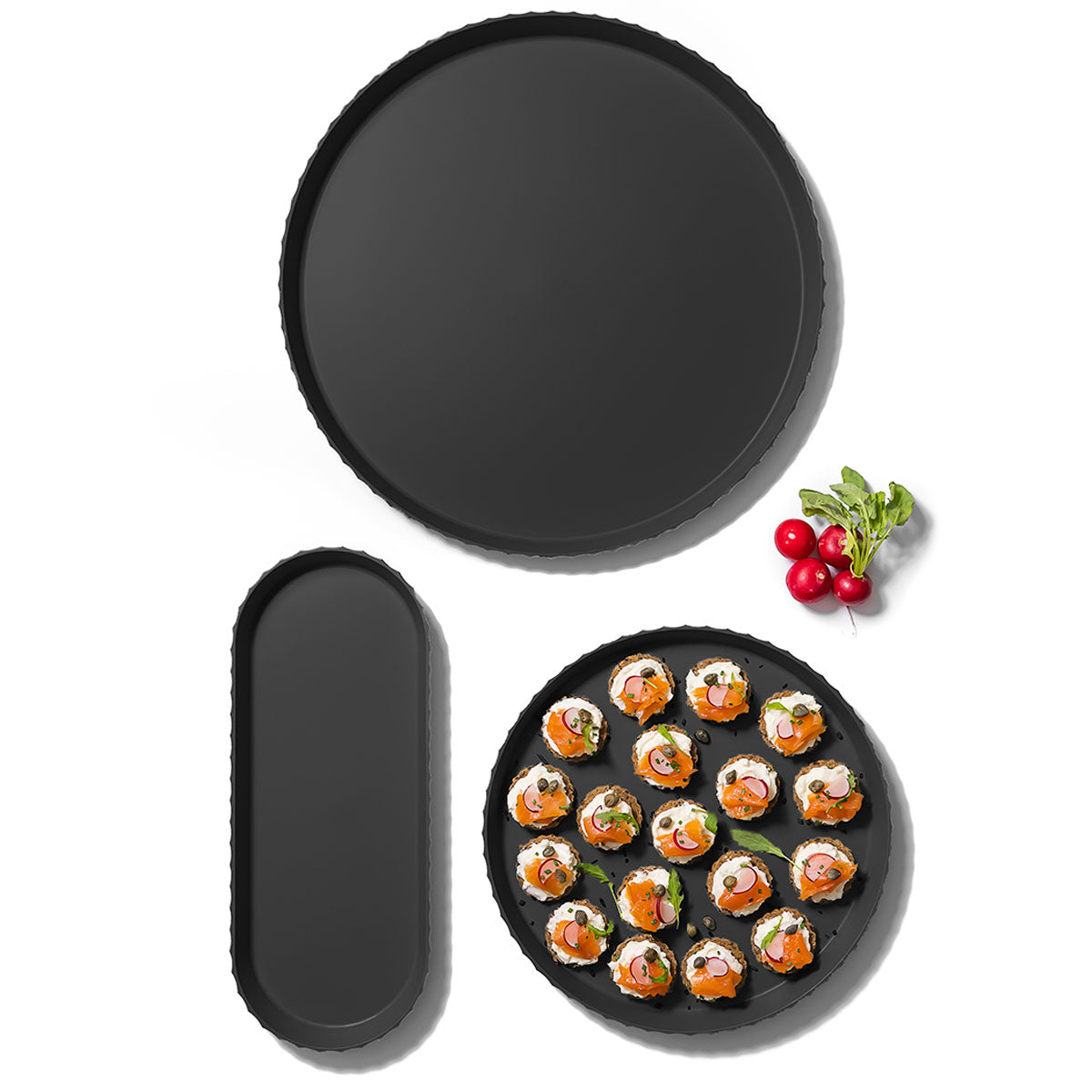 BLIM PLUS Round Tray Atena M 30cm Carbon Black Made in Italy 100% Recyclable