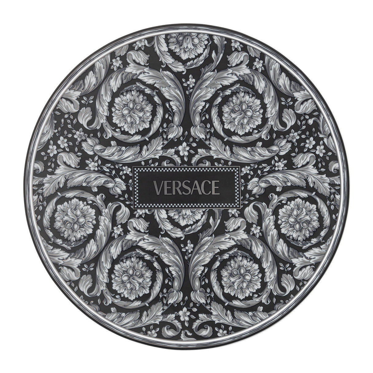 Piatto segnaposto Versace in porcellana decoro Barocco Haze 33 cm