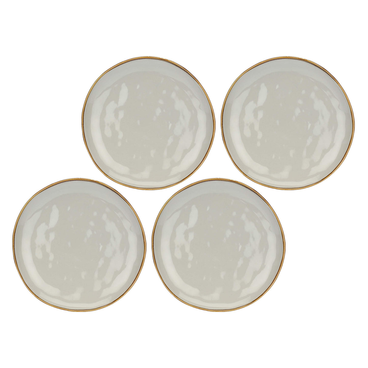 Set 4 piatti piani Concerto Rose & Tulipani in stoneware grigio perla 27 cm