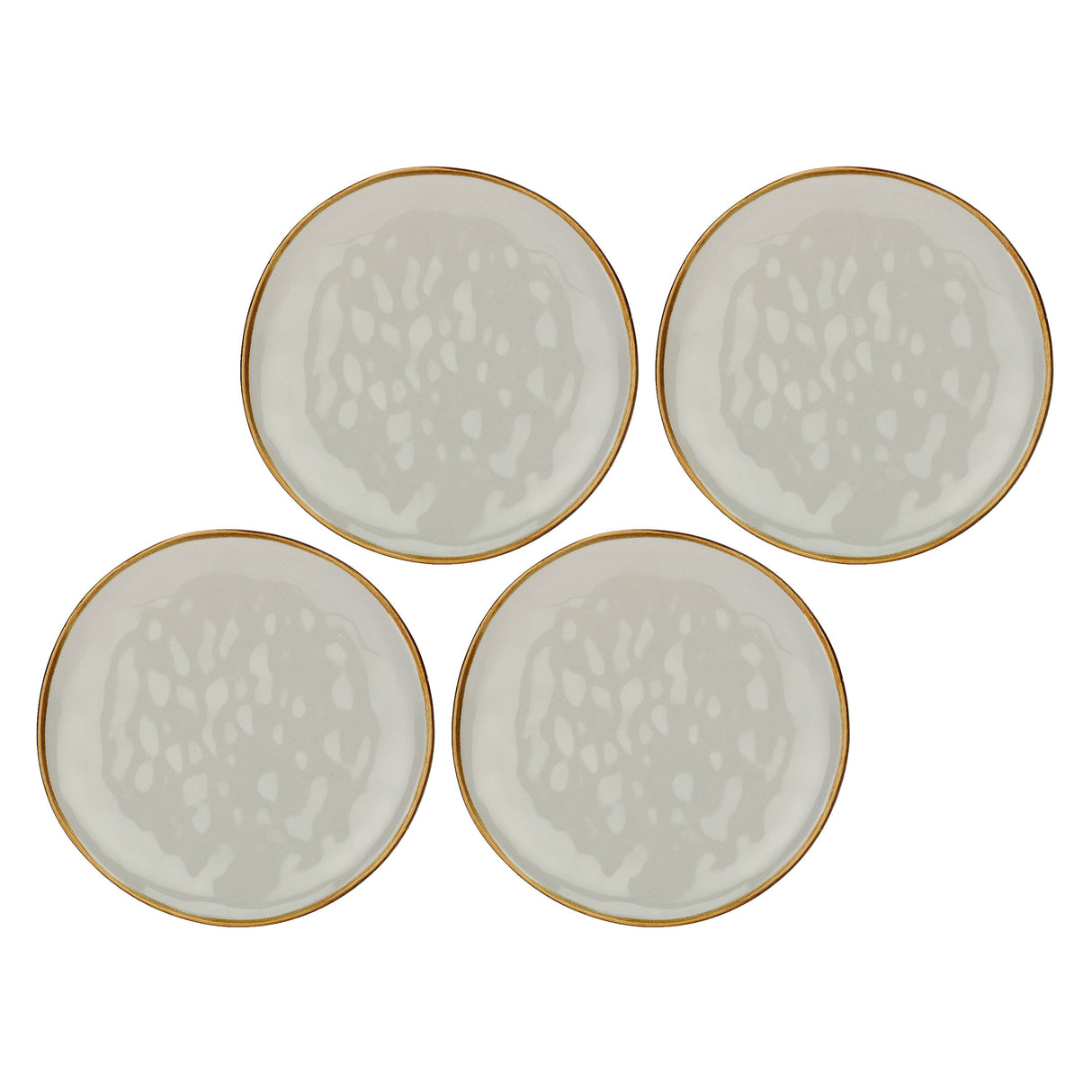 Set 4 piatti frutta Concerto Rose & Tulipani stoneware grigio perla 20 cm