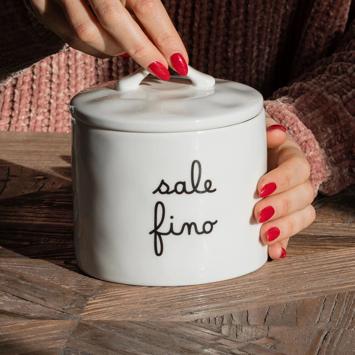 SIMPLE DAY Fine Salt Container Jar 13x12cm Stoneware