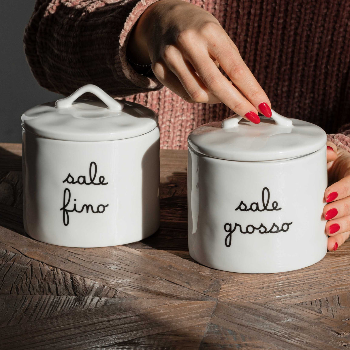 SIMPLE DAY Fine Salt Container Jar 13x12cm Stoneware