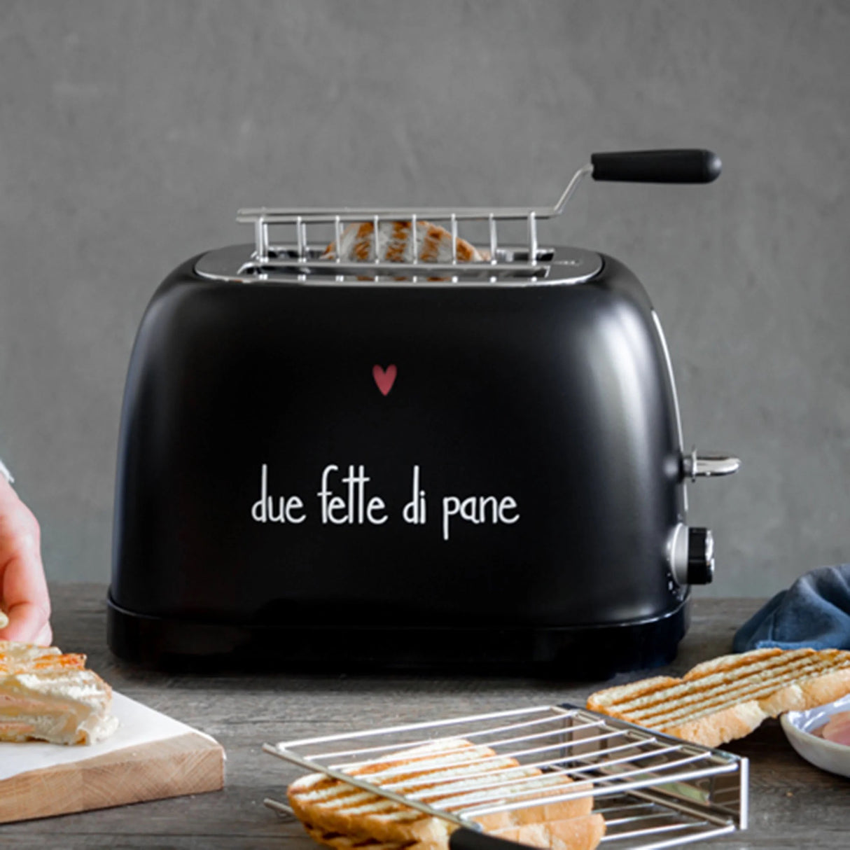 Tostapane due fette Simple Day in metallo nero con scritta 27x19 cm