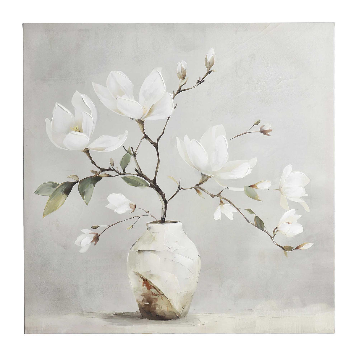 Quadro con magnolie Bizzotto stampa su tela dipinta a mano 80x80 cm