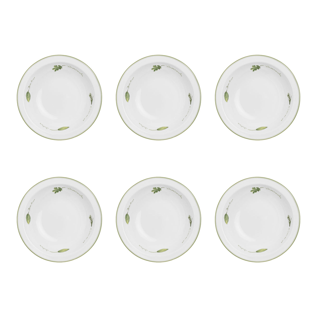 Set 6 piatti fondi Coltivia La Porcellana Bianca decoro erbe 21 cm