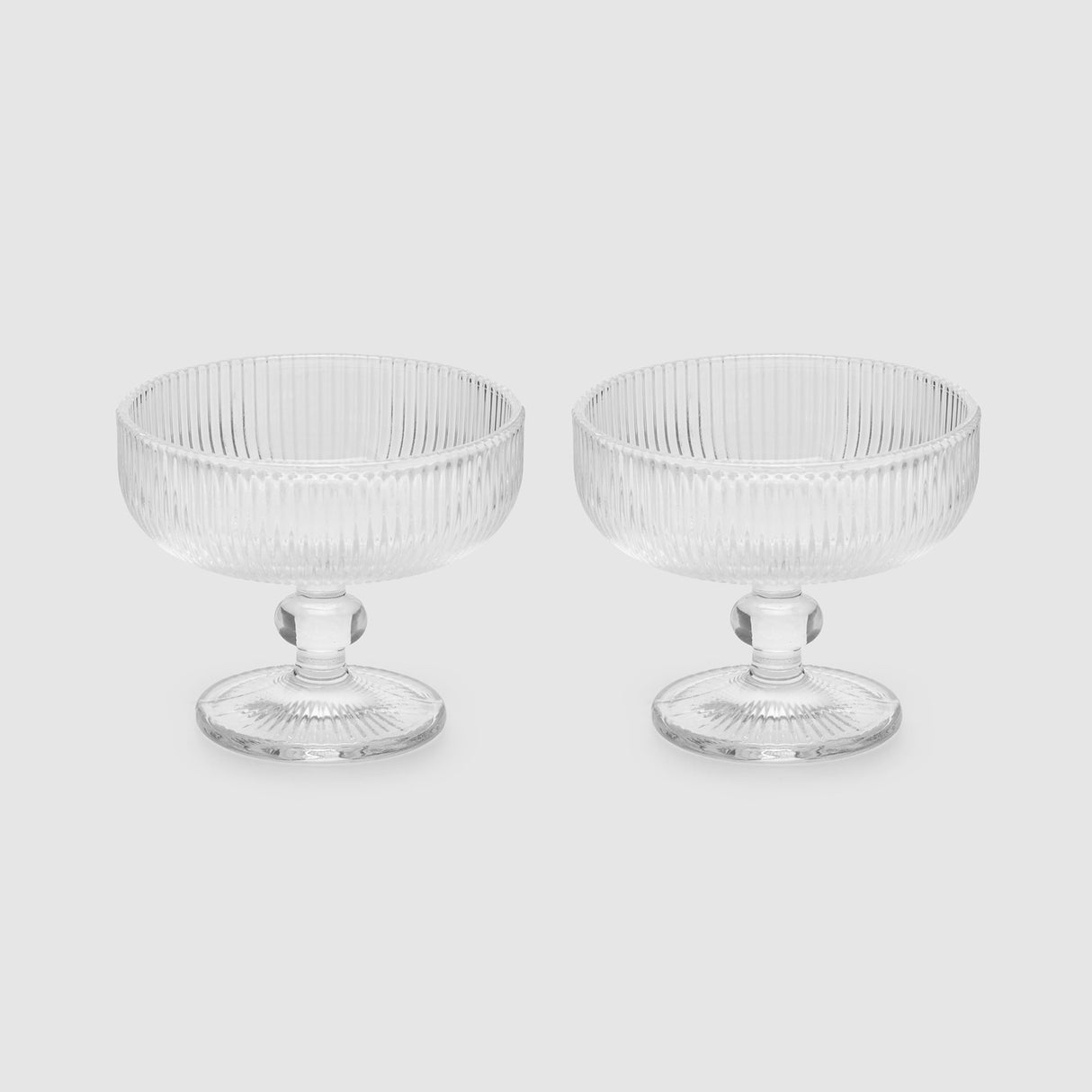 Set 2 ciotole EDG in vetro lavorato a righe 10x12 cm per dessert