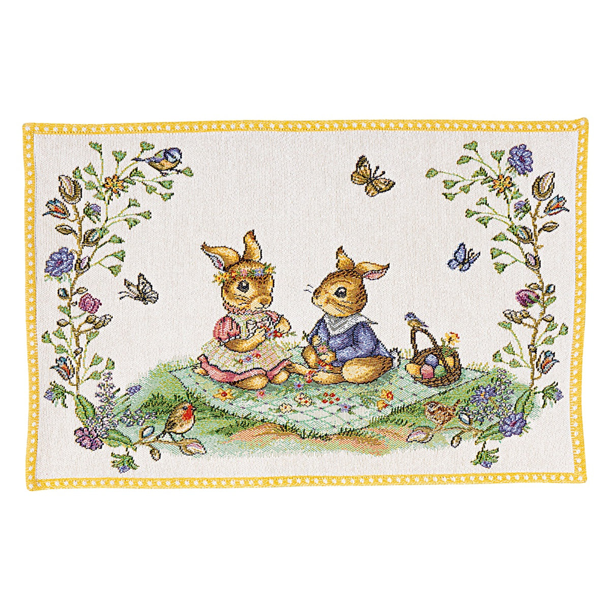 Tovaglietta Spring Fantasy Villeroy & Boch in cotone con decoro coniglietti