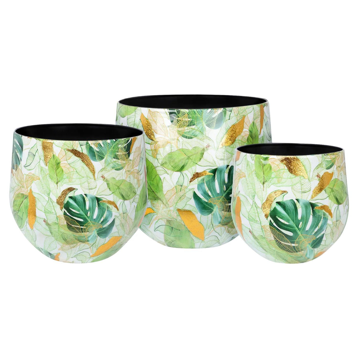 Vaso Jungle Palais Royal in metallo bianco con decori foglia oro 26x26 cm